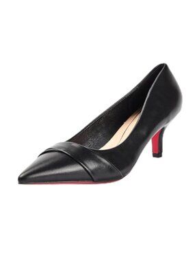 Pointed Toe Kitten Heels for Women Slip On Low Heels with Twisted Strap